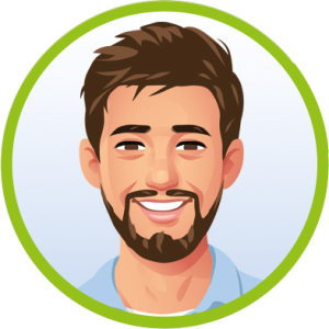 Liam, der männliche Voice Bot von QVmed — illustriertes Porträt
